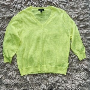 J. Crew V-Neck Pullover Long Sleeve Linen Sweater